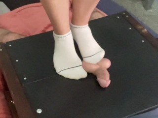 CBT in my white Calvin Klein ankle socks.