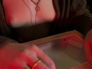 ASMR with my perky tits out ❤️ Tapping & puzzle rummaging sounds (no talking)