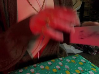 ASMR with my perky tits out ❤️ Tapping & puzzle rummaging sounds (no talking)