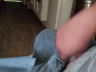 Cumming in my jeans with my packer