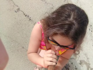 On the beach an unknown girl sucks my cock. IN PUBLIC