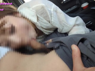 車内でスマホ撮影　カメラ目線で口内発射