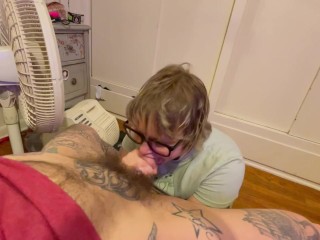 cute couple giggles after a passionate facial