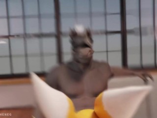 Furry stepmother Renamon having sex with big cock