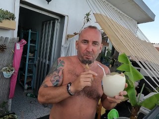 We're drinking our piss with straw from an ostrich egg shell