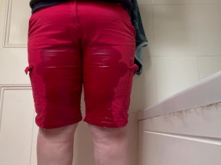 Accidentally pissed my shorts waiting for the bath to run. Such a big puddle!