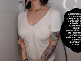 White T Shirt in the Shower WET VS DRY