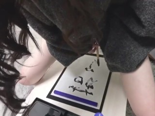 【筆挿入】膣圧で書き初めしてみた結果ｗｗｗ手コキ素人ミキ姉フェラ