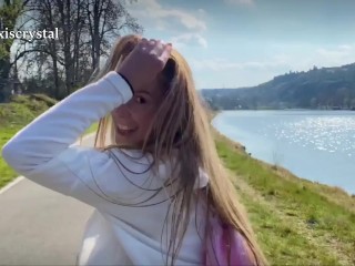 Roller skate fun ended up with Alexis Crystal swallowing cum