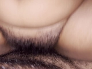 Cum inside black hairy pussy