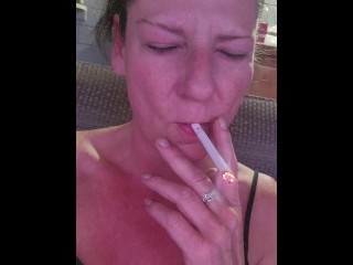 Foot bath time smoking milf