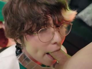 Plus ultra Sissy Deku sucks Twink Bakugo's cock and eats their explosive load