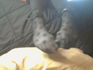 Wet polka dot nylon socks