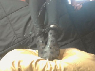 Wet polka dot nylon socks