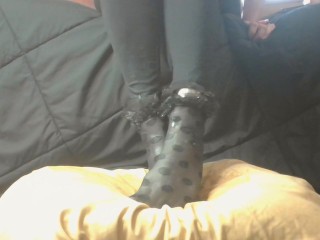 Wet polka dot nylon socks