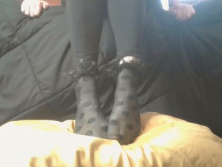 Wet polka dot nylon socks