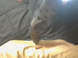 Wet polka dot nylon socks