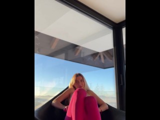 Horny Slut In Pink Stockings  Fucks Her Pussy After Pre-Ski In Alps