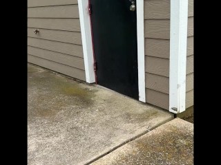 Jacking off naked in public restroom