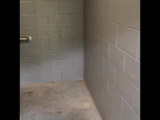 Jacking off naked in public restroom