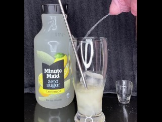 Cum and Piss Summertime Lemonade! Drinking my own partially thawed cum and piss
