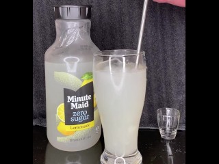 Cum and Piss Summertime Lemonade! Drinking my own partially thawed cum and piss