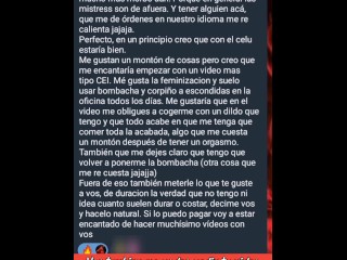 JOI CEI ANAL PARA SISSYS Femdom Argentina te ordena que uses ropa interior femenina y comas tu semen