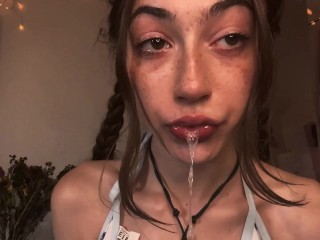 Tiana Blow OnlyFans Throatfucking Myself With Dildo Sloppy Blow Job and Spit Play with Spit Bowl