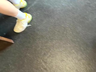 Fuck In Gym !!! Personal Trainer Stretch My Wet Pussy And Fucked So Fast , No One Has Seen Us Yet
