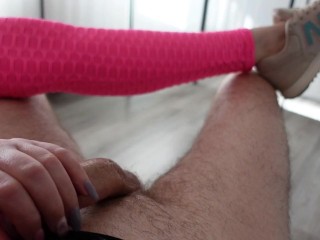 I training my personal trainer's cock,edging handjob