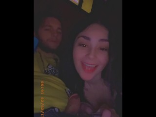 Little Slut Gives Sloppy Blowjob In Movie Theater Until He Fills Her Mouth