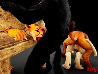 The furry girls have an interracial exchange with rough sex in Wild Life