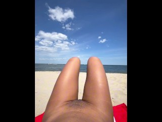 public pussy flashing at the nude beach spreading my legs open when people walk by