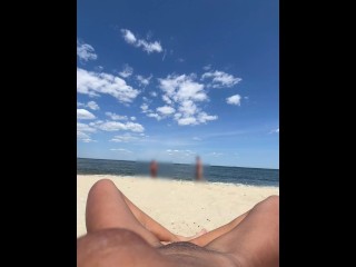 public pussy flashing at the nude beach spreading my legs open when people walk by