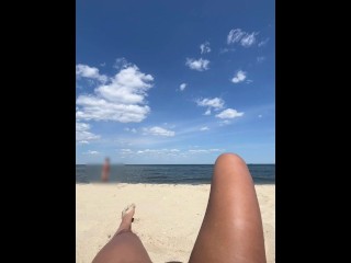 public pussy flashing at the nude beach spreading my legs open when people walk by