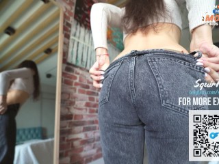 Cunning Stepfather fucked his hot naive Stepdaughter through ripped jeans