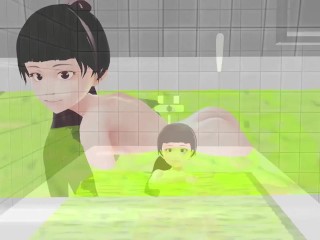 Cocoa Anime girl takes it all off in the bathtub.