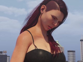 Giantess masturbates with city bus!