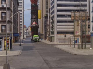 Giantess masturbates with city bus!