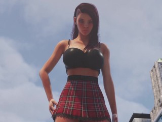 Giantess masturbates with city bus!