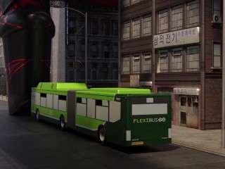 Giantess masturbates with city bus!