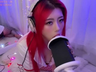 ASMR Lick 3Dio asia Red Hair Nurse Ear Lick,JOI,Kiss,Ear Eating,Mouth Sound,港女舔耳護士, 顱內高潮LonikaMeow