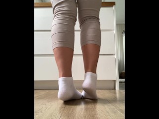 White dirty socks fetish. Woman simply show her white socks, you are on the floor