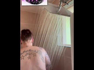 BBW step mom MILF showers and uses the shower head