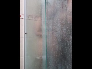 Lesbian trio masturbate and bathe, fucking in the shower