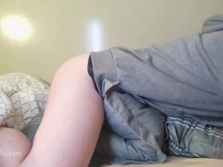 Good boy using a sextoy while rubbing the pillow