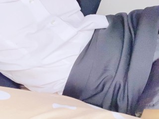 パンスト履いたスーツ女子が、電マでクリ責めオナニーしたら、白濁汁ダラダラでイっちゃう♡♡