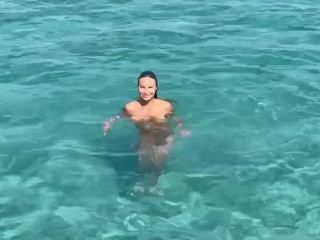 Sexy Monika Fox Swims Naked In Pool And Sea In Hot Country