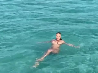 Sexy Monika Fox Swims Naked In Pool And Sea In Hot Country