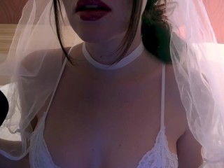 Naughty bride is riding your cock in her wedding dress (ASMR-Roleplay)